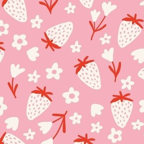Summer strawberries - Pink - Medium scale