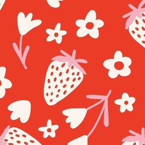 Summer strawberries - Coral red - Large scale