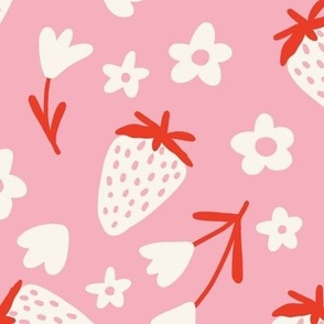 Summer strawberries - Pink - Large scale