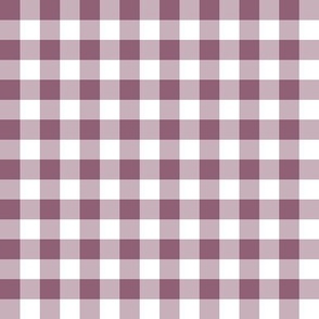 Gingham mauve pink half inch vichy checks, plaid, cottagecore, traditional, country, white