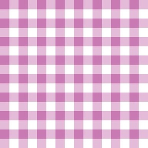 Gingham raspberry pink half inch vichy checks, plaid, cottagecore, traditional, country, white