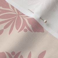 (small) Linen Textured oriental ornaments beige pink