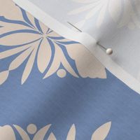 (small) Linen Textured oriental ornaments beige steel blue