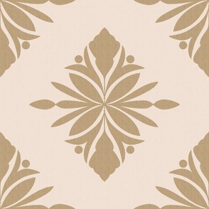 Linen Textured oriental ornaments Beige Sienna brown