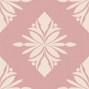 Linen Textured oriental ornaments beige pink