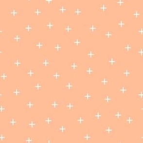 (S) Modern Boho Plus Sign Cross in Peach Fuzz White