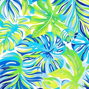 Lilly's Tropicana - Blue/Green Wallpaper