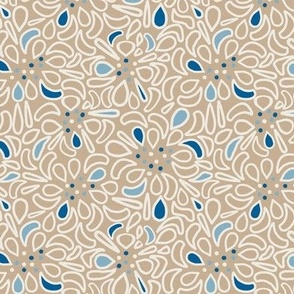 Geometric Flowers-  with Sherwin Williams Townhall Tan, Alabaster,  Hyper Blue and Resolute Blue - Mini