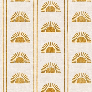 Sunshine - Block Print Boho Sun Print with Stripes - golden - LAD24