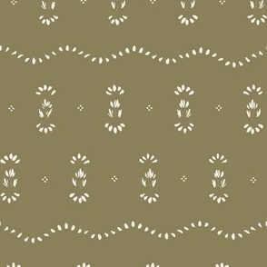 Floral, Block Print, natural, green, Ivory, Grandmillenial, kitchy, heritage, traditional, classic