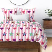 Retro Modern - Stars, Hearts anf Pink and White Stripes - Pop Art - Circus