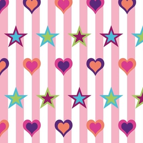 Fun of the Fair with Pink and White Stripes, Stars, Hearts, Circus, Pop Art 