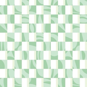 Vibrant Abstract Mod Checkerboard Pattern in Retro Style in Minty Green