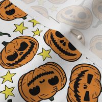 (Small) Retro Cartoon Style Halloween Pumpkins White Background