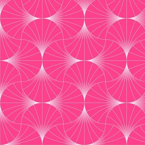 Fluorescent Pink Art Deco Wave Fan | Medium