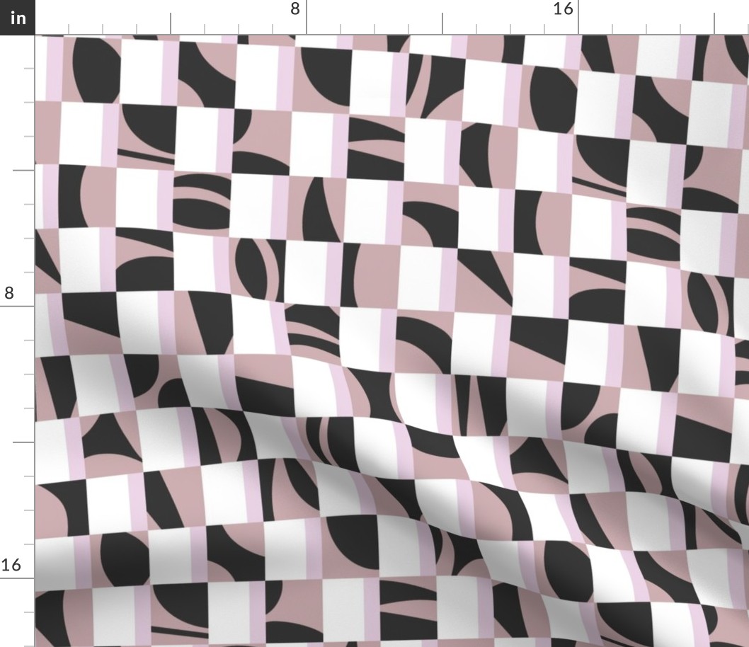 Vibrant Abstract Mod Checkerboard Pattern in Retro Style in Black and Gray