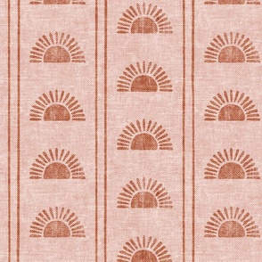 Sunshine - Block Print Boho Sun Print with Stripes - terracotta/blush - LAD24