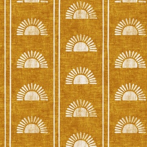 Sunshine - Block Print Boho Sun Print with Stripes - cream/golden - LAD24