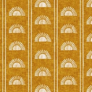 (small scale) Sunshine - Block Print Boho Sun Print with Stripes - cream/golden - LAD24