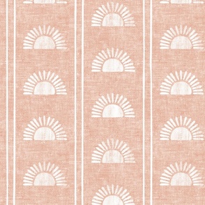 Sunshine - Block Print Boho Sun Print with Stripes - peachy pink - LAD24