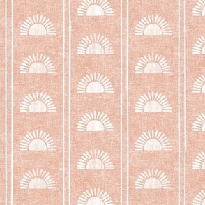 (small scale) Sunshine - Block Print Boho Sun Print with Stripes - peachy pink - LAD24