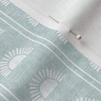 (small scale) Sunshine - Block Print Boho Sun Print with Stripes - soft blue - LAD24