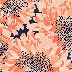 Peach and Navy Chrysanthemums