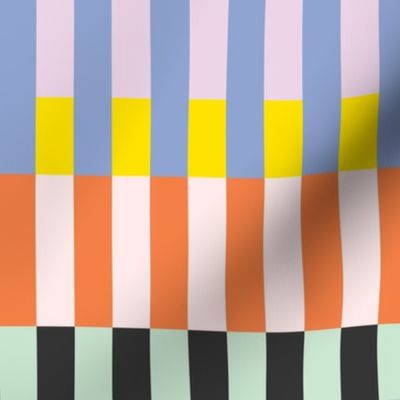 Large-Scale Retro Mod Striped Pattern in Vibrant Rainbow Colors