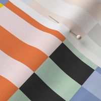 Large-Scale Retro Mod Striped Pattern in Vibrant Rainbow Colors