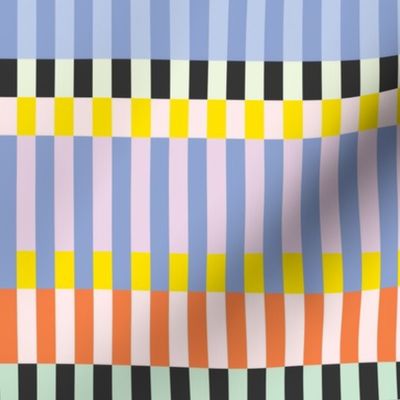 Retro Mod Striped Pattern in Vibrant Rainbow Colors