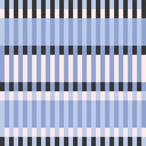 Large-Scale Retro Mod Striped Pattern in Muted Blue Colors