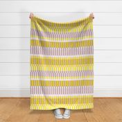 Large-Scale Retro Mod Striped Pattern in Summer Yellow and Warm Gray