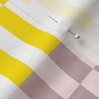 Large-Scale Retro Mod Striped Pattern in Summer Yellow and Warm Gray