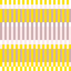 Large-Scale Retro Mod Striped Pattern in Summer Yellow and Warm Gray