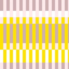 Retro Mod Striped Pattern in Summer Yellow and Warm Gray
