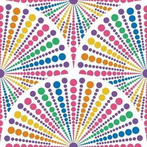 12” Maximalist Rainbow Sea Urchin Dot Mandala Art Deco Scallop - Medium
