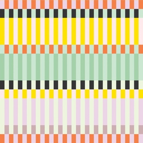 Large-Scale Retro Mod Striped Pattern in Vibrant Graphic Colors