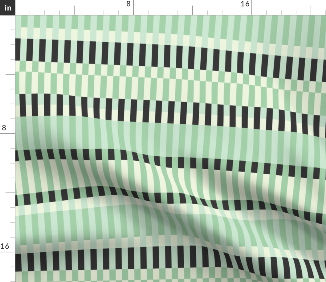 Retro Mod Striped Pattern in Muted Green and Black