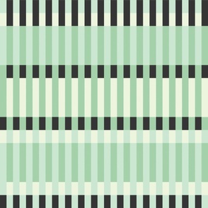 Large-Scale Retro Mod Striped Pattern in Muted Green and Black