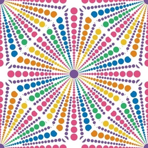 12” Maximalist Rainbow Sea Urchin Dot Mandala Diamond Tile - Medium
