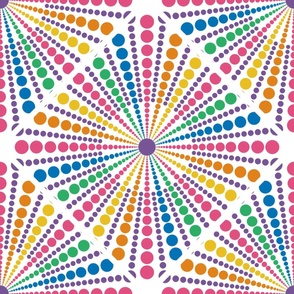 24” Maximalist Rainbow Sea Urchin Dot Mandala Diamond Tile - Large
