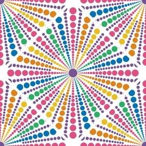 6” Maximalist Rainbow Sea Urchin Dot Mandala Diamond Tile - Small