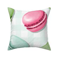 (L) Sweet Macaron Treats Multi Color in Teal Plaid Background