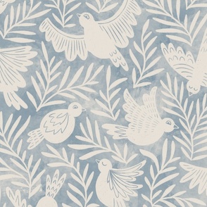 (Lg) Flying Birds Blue-Gray