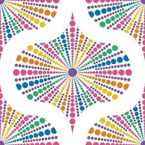 12” Maximalist Rainbow Sea Urchin Dot Mandala Retro Ogee - Medium