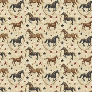 Western Horse Wallpaper Fabric Design Pattern Rope Stars Cowboy Design