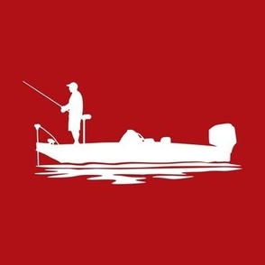 FISH ON! Bass Boat, Bass Fishing, Bass Fisherman, Angler, Rod & Reel, Fishing Pole, Red & White