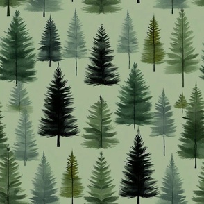 Blue Spruce Forest Nature Botanical Print