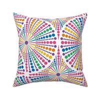 24” Maximalist Rainbow Sea Urchin Dot Mandala Art Deco Fans - Large