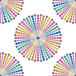 24” Maximalist Rainbow Sea Urchin Polka Dot Mandala - Medium